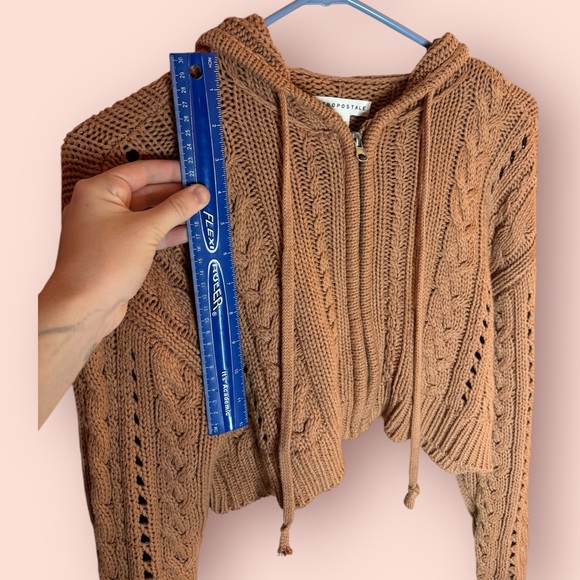 Aeropostale Girls Hooded Cropped Knit Sweater - Picture 7 of 8